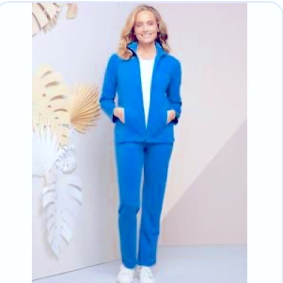 Draper's & Damon's Pants - Draper's & Damon's Athleisure Track suit set Blue Velour Soft 3X Jacket 1X Pant